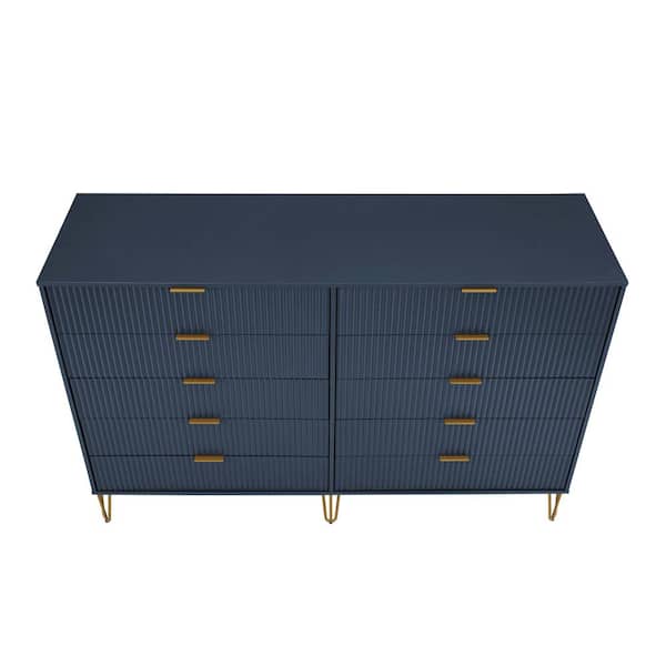 Manhattan Comfort DUMBO Modern 10-Drawer Double Tall Dresser in Midnight Blue Manhattan Comfort DUMBO Modern 10-Drawer Double Tall Dresser in Midnight Blue
