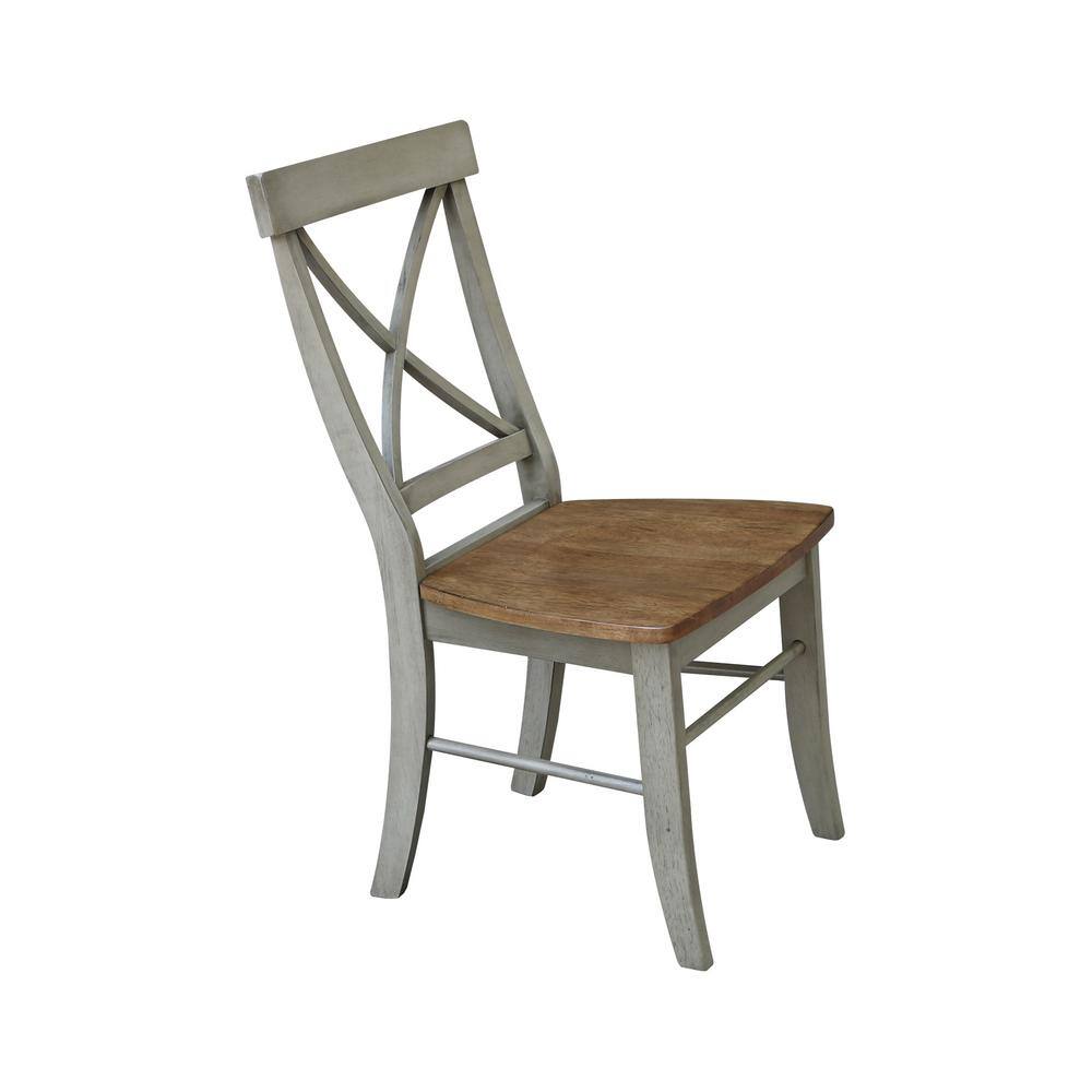 42 in. Hickory & Stone Drop Leaf Table with 2 Ladder Back Chairs