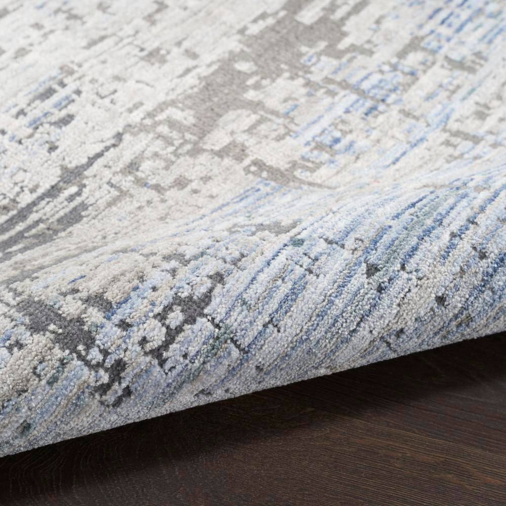 Blue and Gray Abstract 8' x 10' Stain-Resistant Synthetic Rug