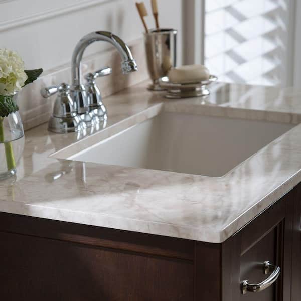 Home Decorators Collection 37 in. W x 22 in. D Ceramic White Rectangular Single Sink Vanity Top in Dune
