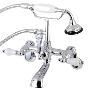 Vintage Adjustable Center 3-Handle Claw Foot Tub Faucet with Handshower in Chrome