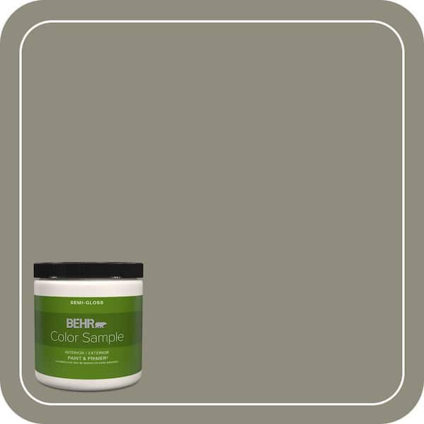 BEHR PREMIUM PLUS 8 oz. #MQ6-25 Pavement Gray Semi-Gloss Interior/Exterior Paint & Primer Color Sample