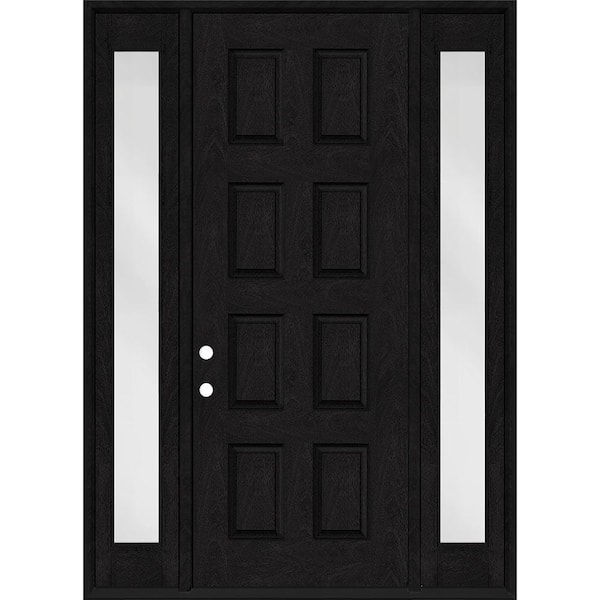 Steves & Sons Regency 64 in. x 96 in. 8-Panel RHIS Onyx Stain Mahogany Fiberglass Prehung Front Door w/Dbl 12in. Sidelites