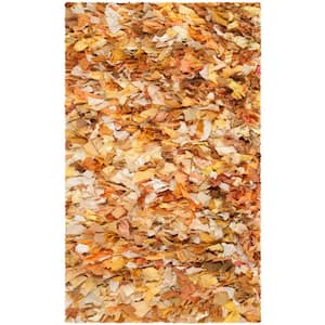 Rio Shag Gold/Multi 3 ft. x 5 ft. Solid Area Rug