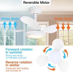 Quiet and Energy-Saving 24 in. Indoor white Ceiling Fan with Dimmable Integrated LED and Remote Control