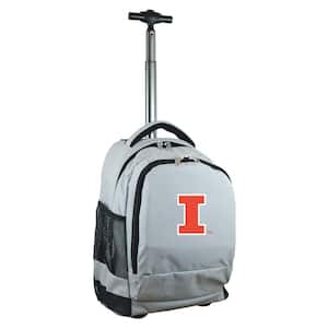 NCAA Illinois 19 in. Gray Wheeled Premium Backpack