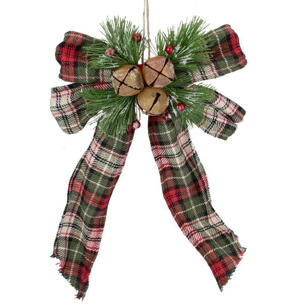 2 Pack Medium Size Christmas Holiday Multi-color Plaid Bows Gift Wreath Decor 