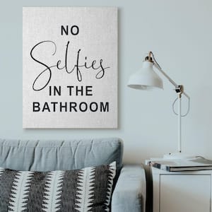 36 in. x 48 in. "No Selfies Bathroom Black And White" by Lettered and Lined Canvas Wall Art