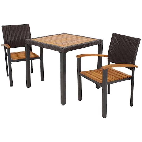 Sunnydaze Sunnydaze Malachi 3-Piece Resin Wicker Outdoor Dining Set