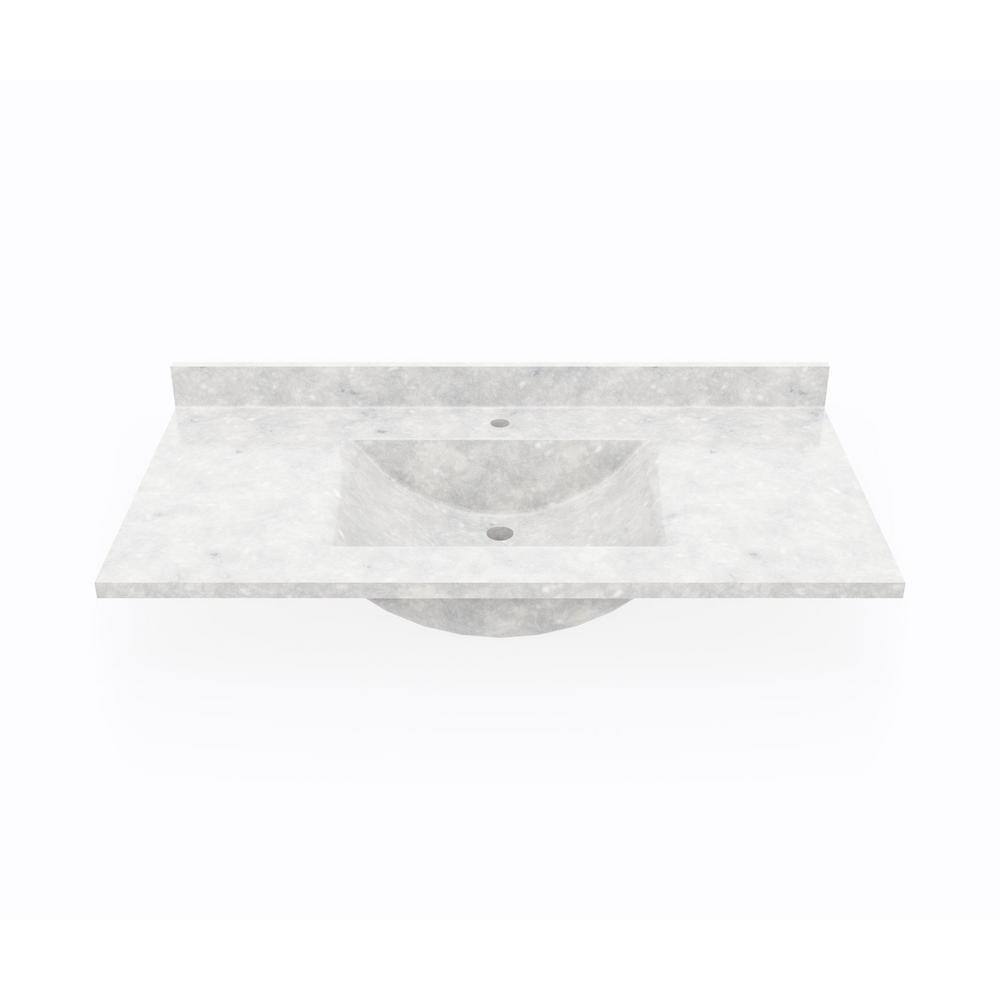Ice Gray Engineered Solid Surface 43'' Single Bathroom Vanity Top with Sink