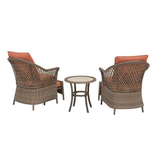 Hampton Bay Lakewood 5-Piece Eucalyptus Patio Chat Set with CushionGuard  Spa Cushions FRN-800911 - The Home Depot