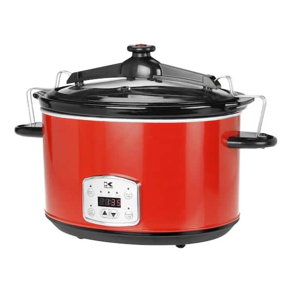 KALORIK 8 Qt. Programmable Red Slow Cooker with Cool-Touch Handles and Locking Lid