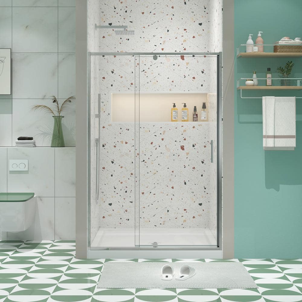 60 in. W x 71 in. H Pivot Framed Shower Door in Chrome Finish with Tempered Glass price history on PriceWatchPro
