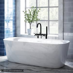 Bayberry 63 in. Acrylic Oval Freestanding Bathtub in White, Drain in White