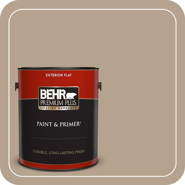 BEHR PREMIUM PLUS 1 gal. #ECC-53-2 Wild Rye Flat Exterior Paint & Primer
