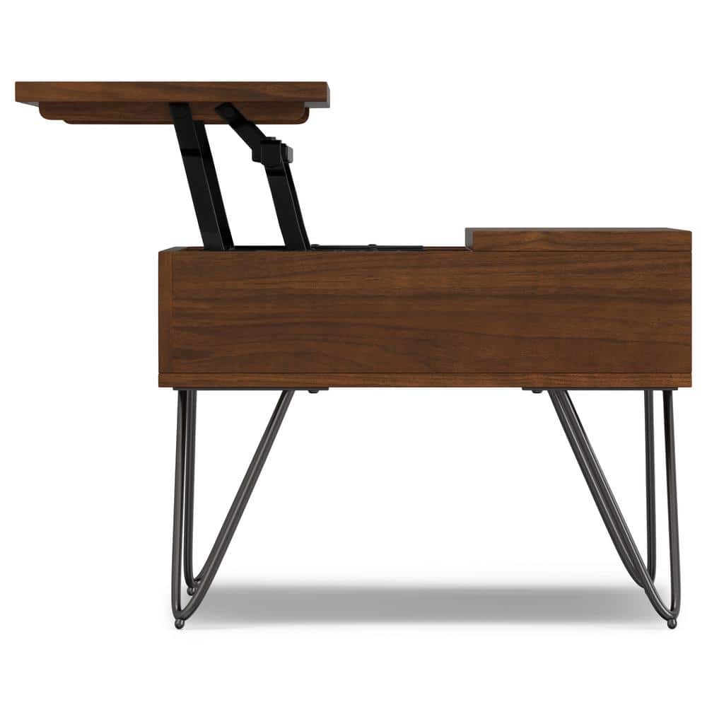 Walnut and Black Lift-Top Coffee Table with Storage