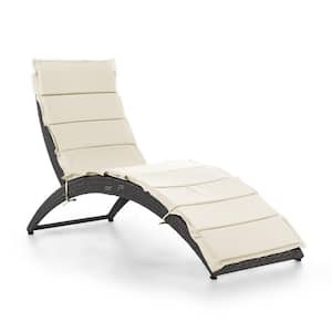 Norris Fabric Metal Outdoor Chaise Lounge with White Cushions