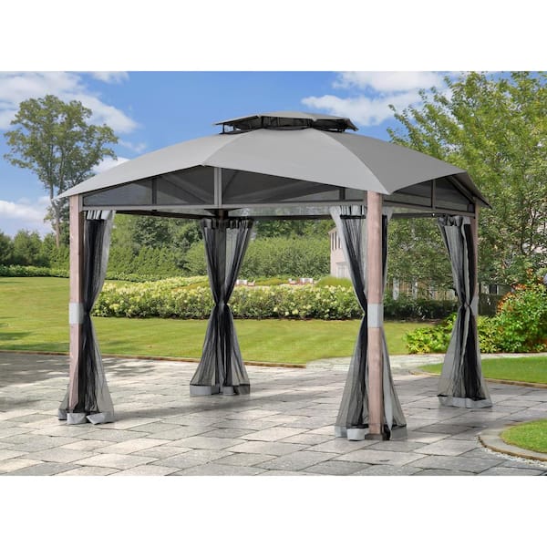 あじぽん　1207 Sunjoy Hillsdale 12 ft. x 12 ft. Outdoor Patio Grey Double
