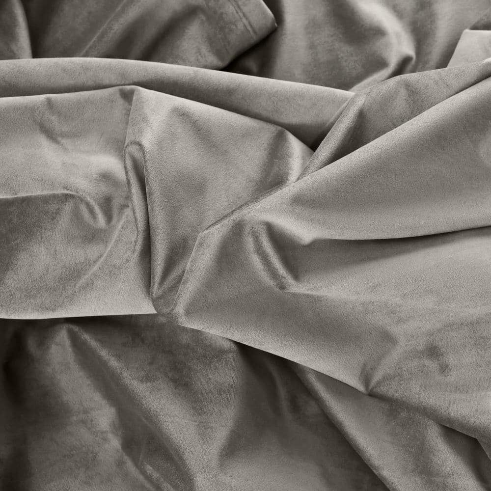 Slate Grey Velvet Pleated Back Tab Curtain Panel