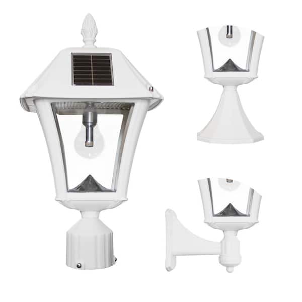 Gama Sonic Baytown Ii Bulb 1 Light, White Solar Lamp Post Light