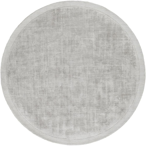 Livabliss Silk Gray Doormat 4 ft. x 4 ft. Round Abstract Area Rug