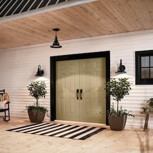 Hampshire 15.25 in. 1-Light Textured Black Outdoor Hardwired Barn Sconce with No Bulbs Included (1-Pack)