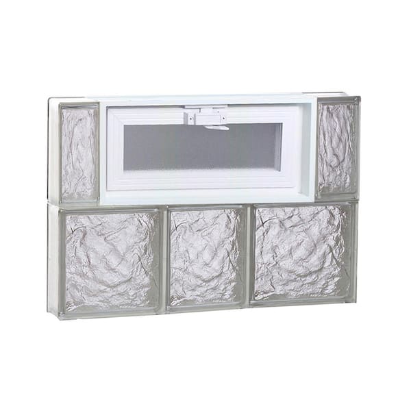 Clearly Secure 21.25 in. x 15.5 in. x 3.125 in. Frameless Vented Ice Pattern Glass Block Window