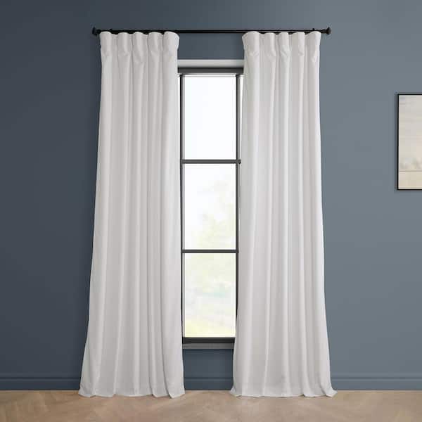 Exclusive Fabrics & Furnishings Pillow White Velvet Rod Pocket Room Darkening Curtain - 50 in. W x 108 in. L Single Panel Window Velvet Curtain