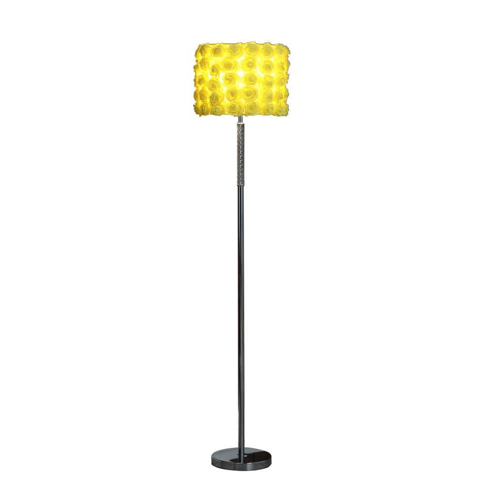63 in. Brushed Nickel Floor Lamp with Yellow Rose Lampshade price history on PriceWatchPro