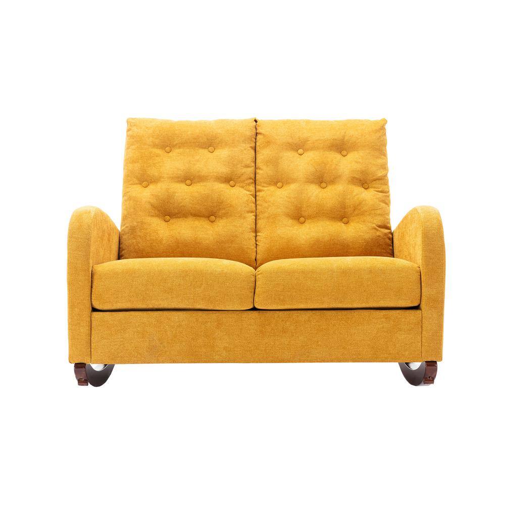 Mustard Modern Comfortable Polyester Loveseat Rocking Sofa