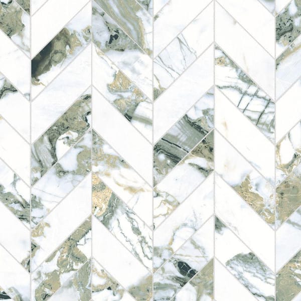 Touche Chevron Jade 12 in. x 12 in. Porcelain Floor and Wall Mosaic Tile (1.02 sq. ft. /Each)