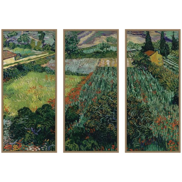 3 Piece Sylvie "Field of Poppies Vincent Van Gogh" by Nostalgia Prints Landscape Framed Art Print Set 40 in. x 18 in.