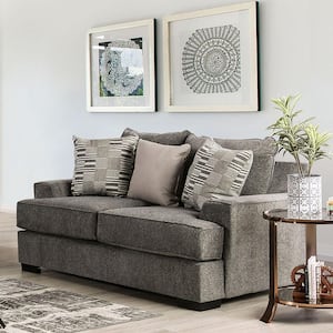 Cumbre 75 in. Gray Chenille 2-Seater Loveseat with Pillows Included