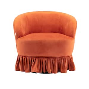 Modern Comfy Upholstered Orange Velvet Swivel Accent Chair with Skirt