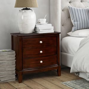 Sommersville 3-Drawer Brown Cherry Nightstand (27.88 in. H x 26.13 in. W x 18 in. D)