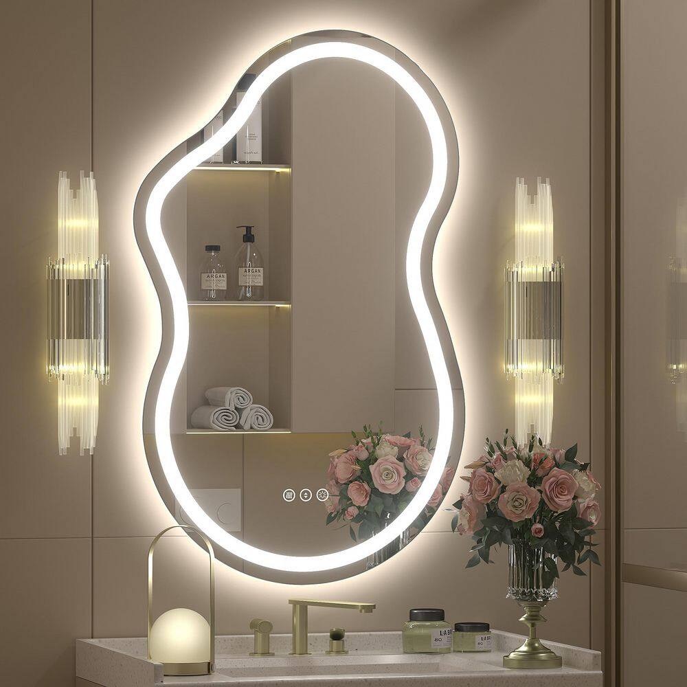 20 in. W x 32 in. H Irregular Frameless UL Certified Front and Back LED Anti-Fog Tempered Glass Bathroom Vanity Mirror price history on PriceWatchPro