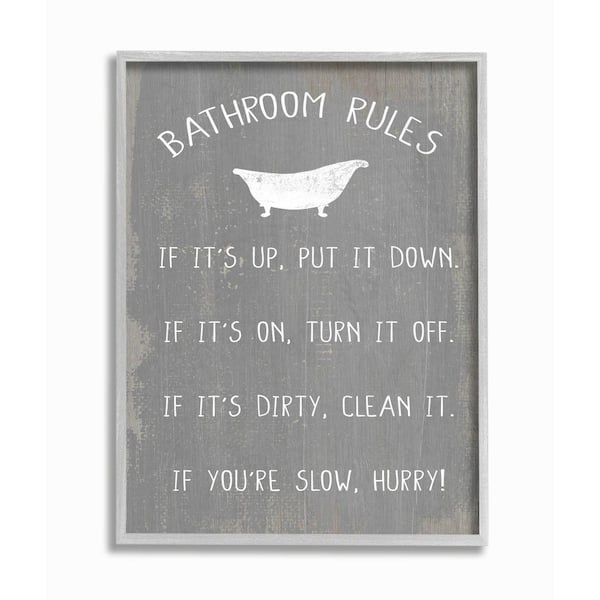Stupell Industries "Countryside Bathroom Rules Sign with Claw Bath" by Daphne Polselli Framed Country Wall Art Print 16 in. x 20 in.