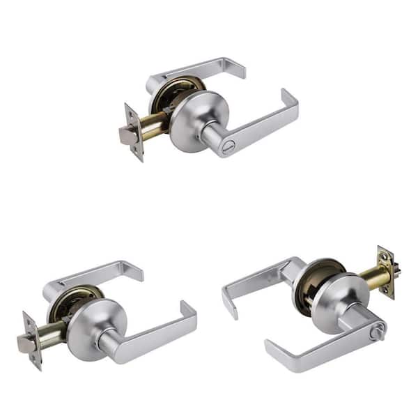 Satin Chrome Privacy, Passage, and Entry Lever Combo, ADA, UL 3-Hour Fire, ANSI Grade 2