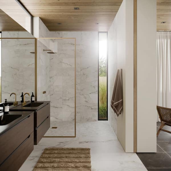 Tavani Calacatta Gold 23.62 in. x 47.24 in. Marble Look Matte Porcelain Floor and Wall Tile (15.49 Sq. Ft. / Case)