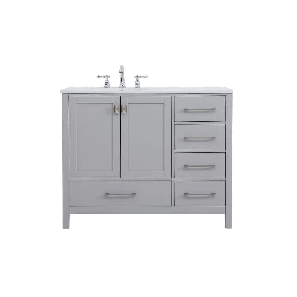 Timeless Home 42 in. W x 22 in. D x 34 in. H Single Bathroom Vanity in Gray
