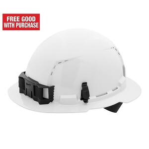 BOLT White Type 1 Class C Full Brim Vented Hard Hat with 4 Point Ratcheting Suspension