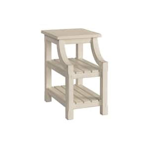 Barn Door 16 in. Antique White Chairside End Table with Power