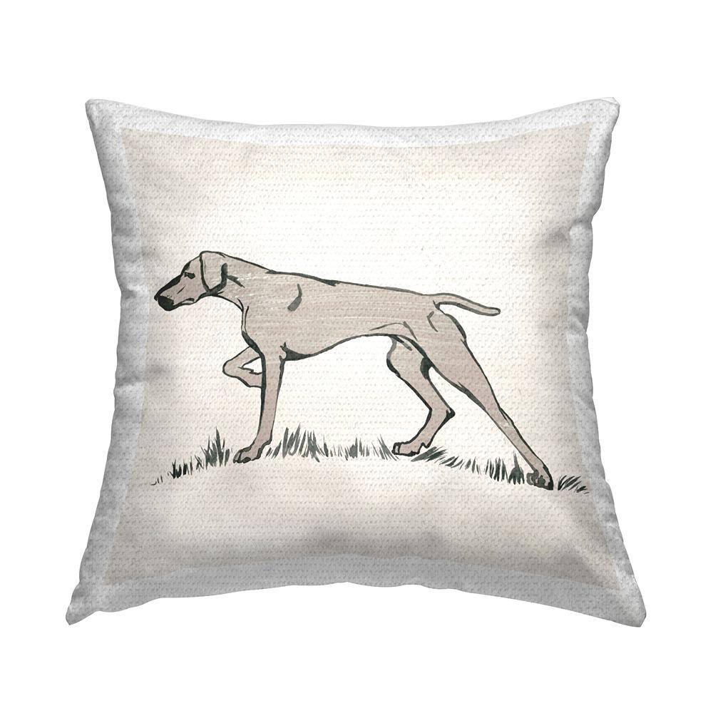 Focused Hunting Dog Minimal Animal Design Off-White Square Outdoor Throw Pillow price history on PriceWatchPro