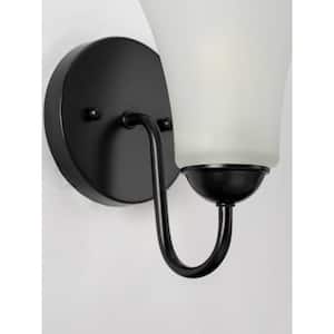 Classic Collection 1-Light Matte Black Etched Glass Traditional Bath Vanity Light