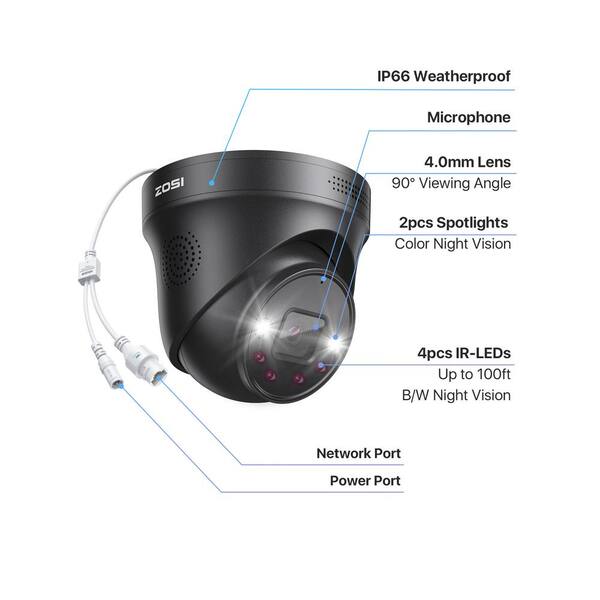 ZOSI 4K Ultra HD 16-Channel POE 4TB NVR Security Camera