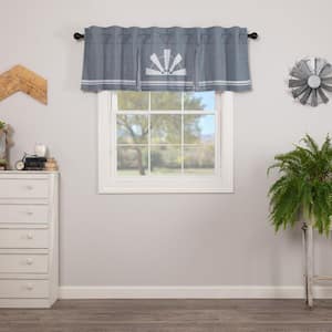 Sawyer Mill Windmill Pleated 72 in. L x 20 in. W Cotton Valance in Denim Blue Soft White
