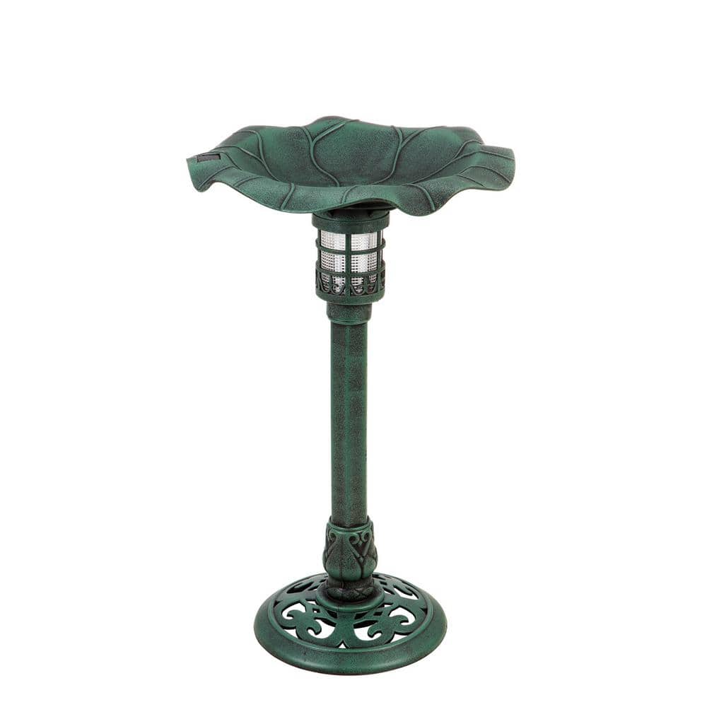 Reviews for Evergreen Lily Pad in Green Patina Solar Plastic Birdbath