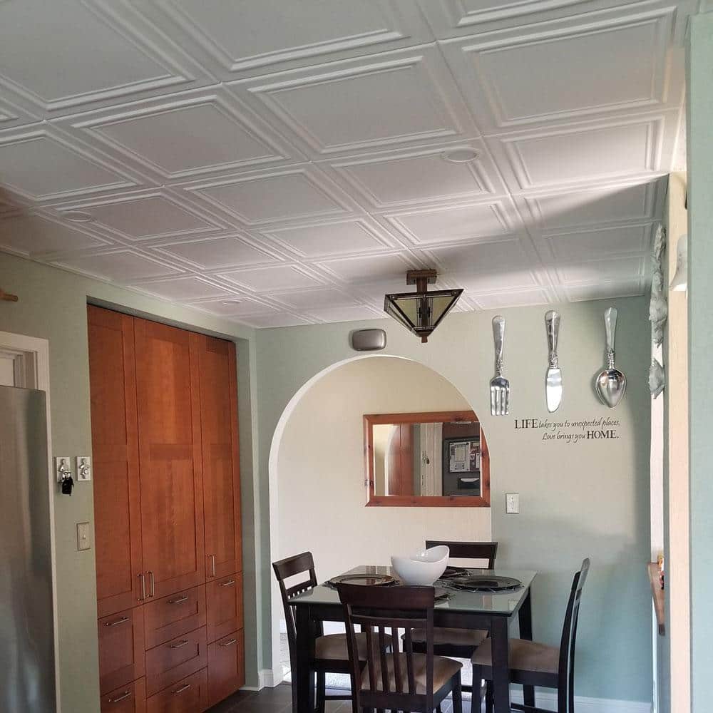 Plain White Square Foam Ceiling Tile for Glue-Up Installation