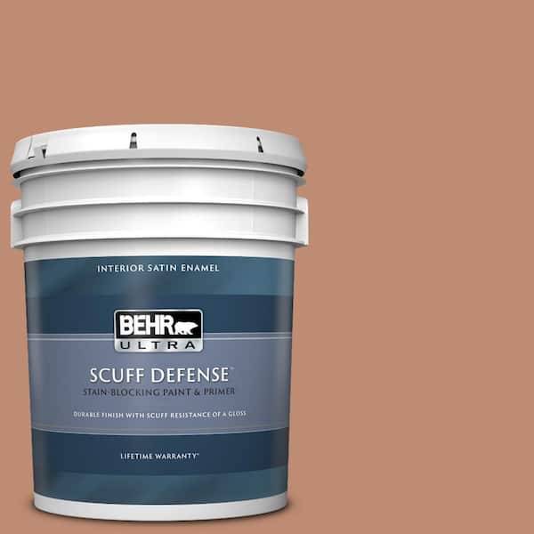 BEHR ULTRA 5 gal. #230F-5 Suntan Glow Extra Durable Satin Enamel Interior Paint & Primer