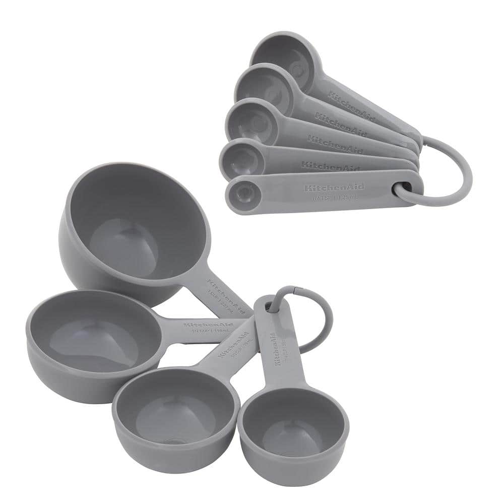 Universal 9-Piece Gray Measuring Cup Set with Grip Handles